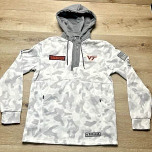 Virginia Tech Hokies 1/4 Zip Small Colosseum OHT Military Arctic Camo Hooded - Picture 1 of 13