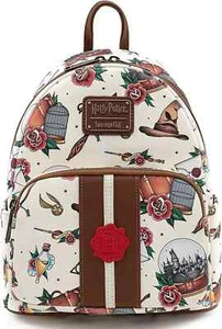 Borsa a tracolla Loungefly Tattoo Art colore crema donna doppia tracolla - Foto 1 di 5
