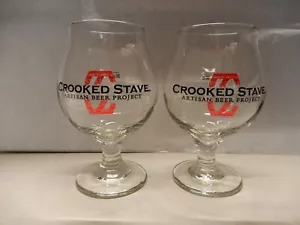 Set di 2 rari bicchieri da fiuto Ale con stelo 16 oz CROOKED STAVE ARTISAN BEER PROJECT 16 oz - Foto 1 di 12