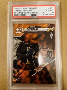 2020 Topps Chrome Trent Grisham Orange Wave Refractor RC /25 PSA 10 GEM MINT - Picture 1 of 2
