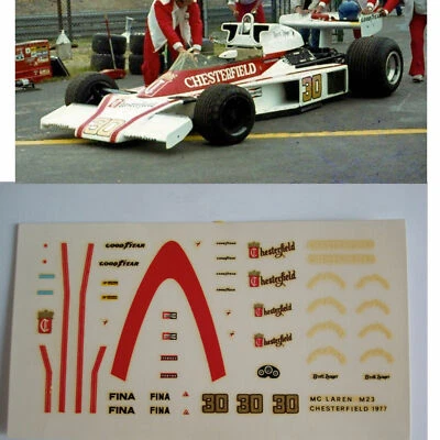 decals decalcomanie 1/43 F1 gp mclaren m23 chesterfield - Immagine 1 di 2