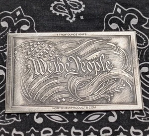 Barra de tarjetas de plata We the People de 1 Troy Oz .999 vista norte 999 ¡de colección!! - Imagen 1 de 2