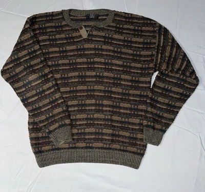Vintage TSR Sweater Mens Large Aztec 90s Coogi Style Cosby Biggie Textured USA - Image 1 of 4