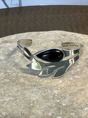 Brazalete decorativo de hojas de ónix de plata de ley 925 CHS México TP-20 23 gramos Foto 1 de 4