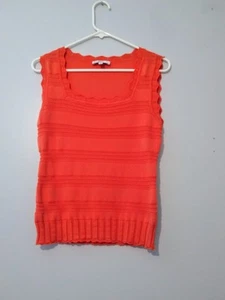 Sam Edelson S Cottagecore Knit Tank Bright Orange Square Scoop Neck Sleeveless - Picture 1 of 11