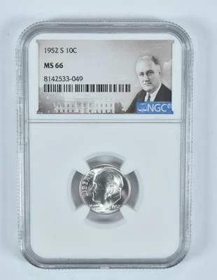 1952-S Roosevelt Dime MS66 NGC Special Label *6152 - Image 1 of 4