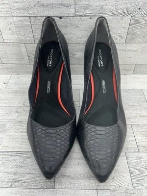Zapatos de salón Rockport Total Motion para mujer tacón estampado de serpiente cuero negro talla 10 Foto 1 de 4