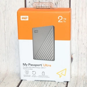 WD My Passport Ultra 2TB Zewnętrzny przenośny HD Western Digital Metal Silver - Zdjęcie 1 z 2
