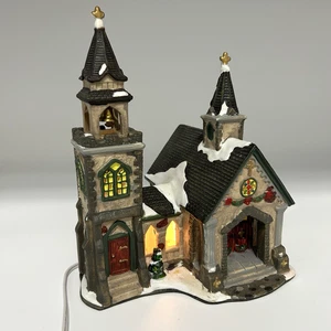 HOME ACCENTS HOLIDAY Canterbury Lane City Church Lighted Village Porcelain 73259 - Picture 1 of 9