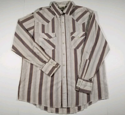 Vintage Express Riders Mens Large Pearl Snap Shirt ( L ) Striped Long Sleeve USA - Image 1 of 4