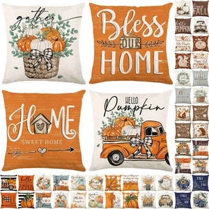 UK Pumpkins Autumn Cushion Cover Thanksgiving Pillow Case Couch Farmhouse Decor - Picture 1 of 82