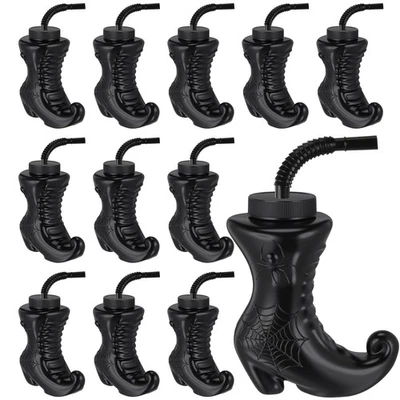 Hoolerry 12 Pack Witch Shoe Cups 10oz Halloween Plastic Boots with Straws & Lids - Image 1 of 4