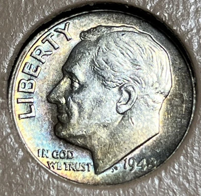 1948 roosevelt silver dimes Rainbow Toning Both Sides - Image 1 of 4