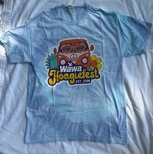 Wawa Hoagiefest Vintage Light Blue Tie Dye Double Side Graphic T Shirt Size M - Picture 1 of 10