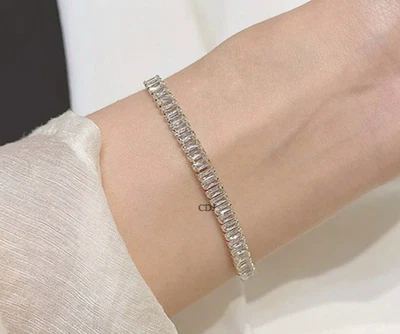 Pulsera Tenis Aniversario Elegante Sorpresa Regalo 4 Him Circonita Cúbica Plata 925 Foto 1 de 4