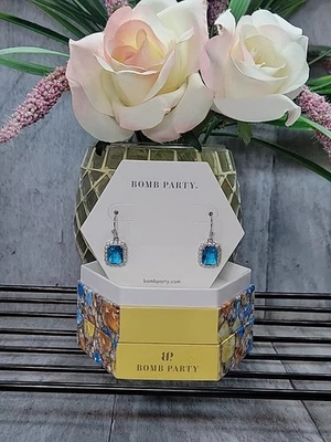 BOMB PARTY🎈RBP4484 NOV.COLLECTION "YES INDEED" L/C SWISS BLUE TOPAZ RHODIUM PLT - Image 1 of 4