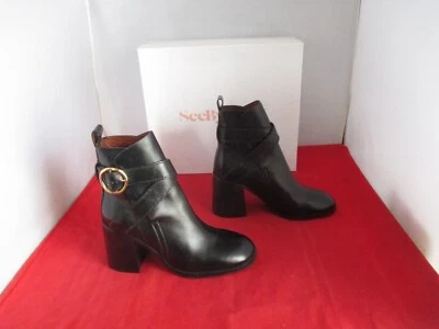 See by Chloe 80 Zelda Leather Ankle Booties $550 - EU 36 1/2 - Black - 1061 - Image 1 of 4