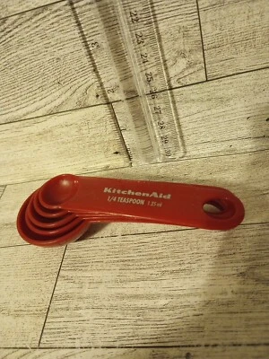 5 Burgundy Kitchenaid Measuring Spoons Baking Cooking  - Image 1 of 4