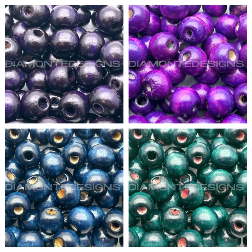 100 Pcs - 13mm ROUND WOODEN BEADS WOOD CRAFT BEAD KIDS MANY COLOURS UK - Image 1 of 1