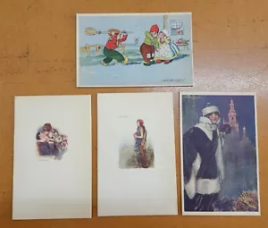 Lote x 4 Postales Arte Mauzan Pareja Besando Mujer y Niños #394M-2 438M-5 110-1 - Imagen 1 de 10
