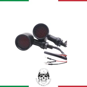 🇮🇹 FRECCE LED MOTO IN ALLUMINIO NERO OPACO HARLEY CUSTOM CAFE RACER SPECIAL - Foto 1 di 4