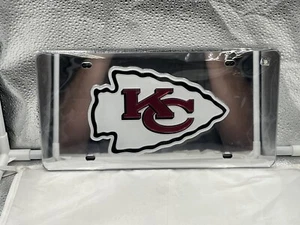 Kansas City Chiefs NFL Silver Reflective Lasercut License Plate Wincraft - Picture 1 of 1