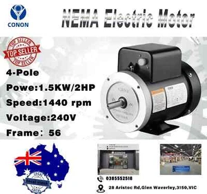 Single Phase NEMA Electric Motor 240V 1.5kW 2HP 1400rpm FRAME 56 1Ph CSCR 5/8" - Picture 1 of 3