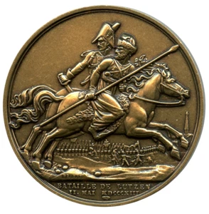 FRANCE 1813 NAPOLEON BATTLE OF LUTZEN BRONZE MODERN RESTRIKE MEDAL 41MM 51G - Picture 1 of 4