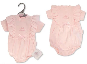 Premature Baby Girl Romper Frilly Bow Prem Early Tiny Small Pink - Picture 1 of 4