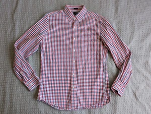 J Crew Shirt Men Medium Red Blue White Check Slim Fit Button Down Long Sleeve - Picture 1 of 12
