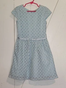 Carter's Girls Eyelet / Lace Light Blue Dress Short Sleeves Size 6 - Picture 1 of 20