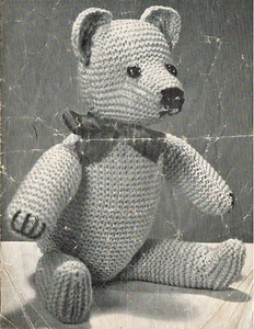 Vintage Teddy Bear knitting pattern.Laminated copy. - Picture 1 of 2