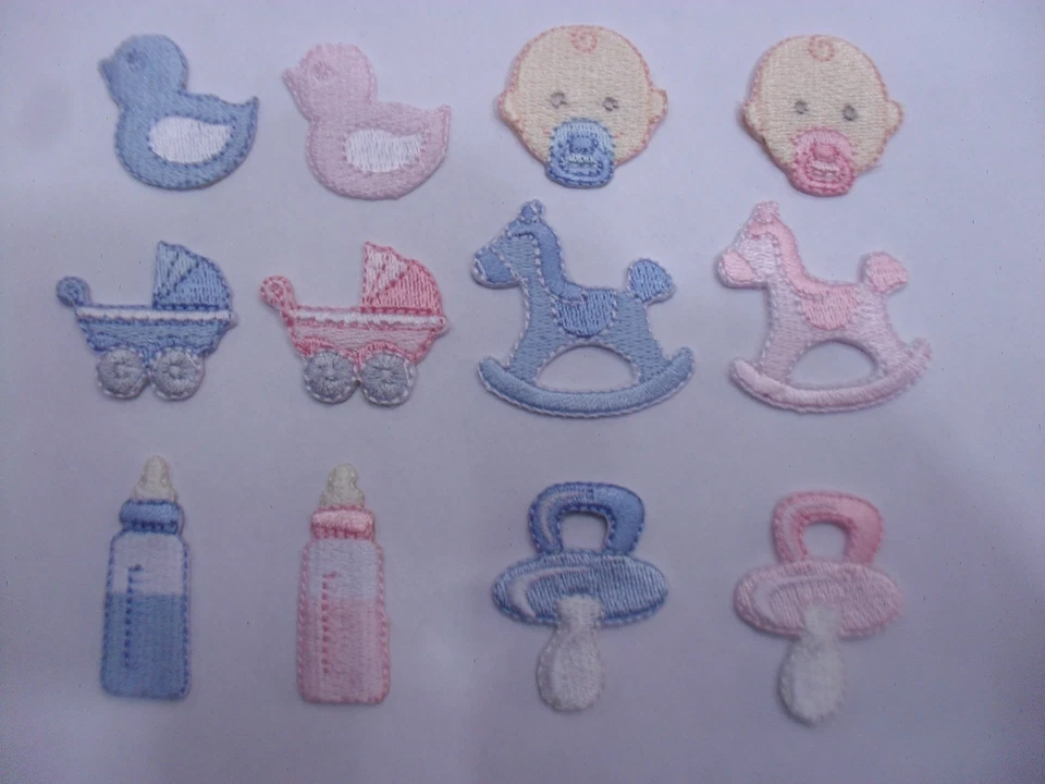 APPLICAZIONE NEONATI TESSUTO TERMOADESIVE O CUCIRE VARIE FORME E COLORI