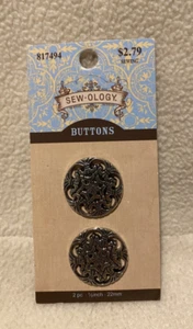 Sew-ology 2pc Buttons Silver 7/8"/22mm, 2pc Brown Buttons 7/8" New Set of 2 - Picture 1 of 6