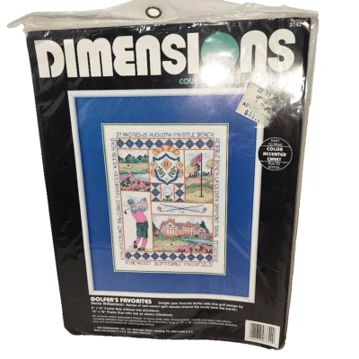 Dimensions GOLFERS FAVORITOS Kit de punto de cruz contado en todo el mundo lugares de golf ¡NUEVO! Foto 1 de 4