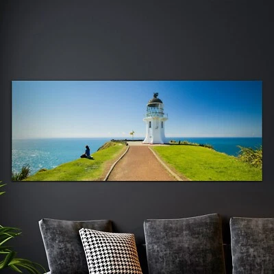 Wandbilder Glasbild Groß Kunstdruck Foto-Bild 125x50 Leuchtturm Küste Meer - Bild 1 von 4