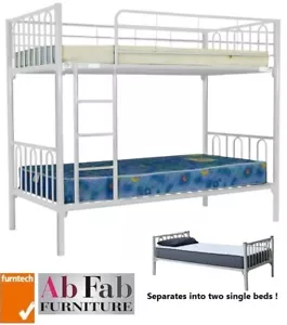 BUNK_BED - FLASH SINGLE BUNK BED METAL STEEL IN WHITE - 90cm HEAD ROOM - Picture 1 of 4