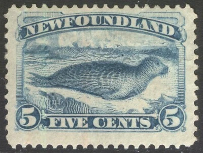 NEWFOUNDLAND 53 5c PALE BLUE HARP SEAL 1880 BABNC MONTREAL PRINTING MPH CV$600  - Image 1 of 2