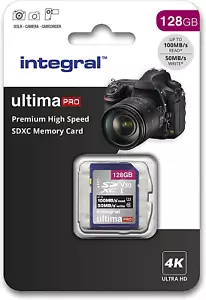 Integral 128GB SD Card 4K Ultra-Hd Video Premium High Speed Memory Card SDXC up  - Picture 1 of 12