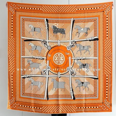 Sallys Boutique Pure Twill Silk Wrap Scarf Stole Horses Print Square Shawl 53" - Image 1 of 4