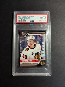 2023 Topps Now NHL Stickers #52 Connor Bedard RC Rookie PSA 10 Blackhawks - Picture 1 of 4