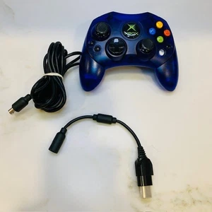 OEM Original Microsoft Xbox Controller S Translucent Blue -  tested working - Picture 1 of 3