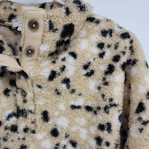 Loft Damen Fleece Tiermotiv hellbraun schwarz Sherpa kuschelig 1/4 Druckknopf Pullover Small - Bild 1 von 7