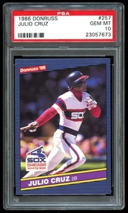 1986 Donruss #257 Julio Cruz PSA 10 GEM MINT (POP 1) - Picture 1 of 2