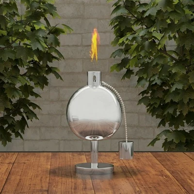 Torch Lamp Table Top Stainless Steel Outdoor Lighting Fuel Canister Decorative - Image 1 of 3