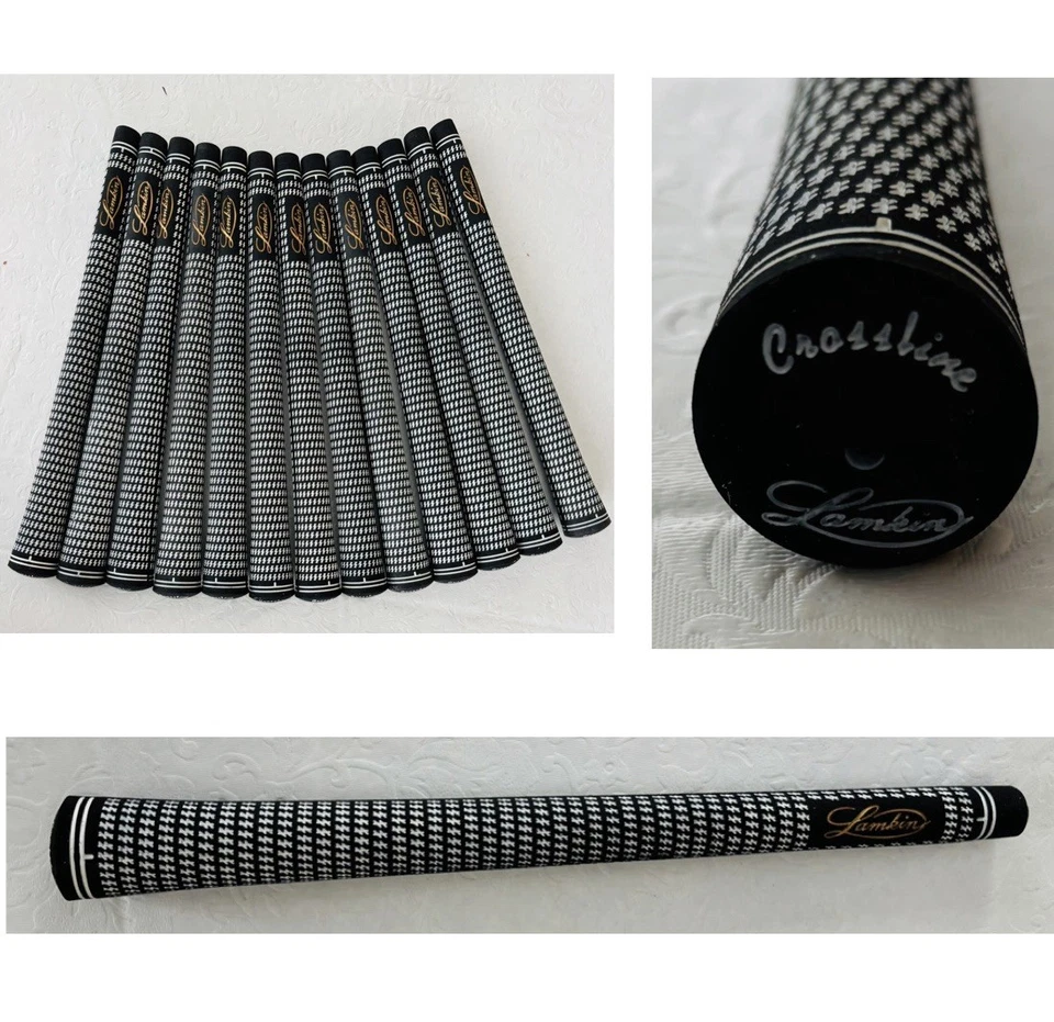 Empuñaduras de golf Lamkin Crossline de 13 piezas redondas de caucho sintético blanco y negro Foto 1 de 3