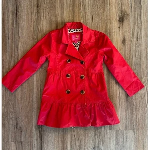 Pink Platinum Red Girls Pea Coat Size 5 / 6 - Picture 1 of 4