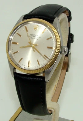 ROLEX 34mm MEN's AIR-KING SS & 14k GOLD AUTOMATIC WATCH Ref. 5500 Cal 1520 c1980 - Image 1 of 4