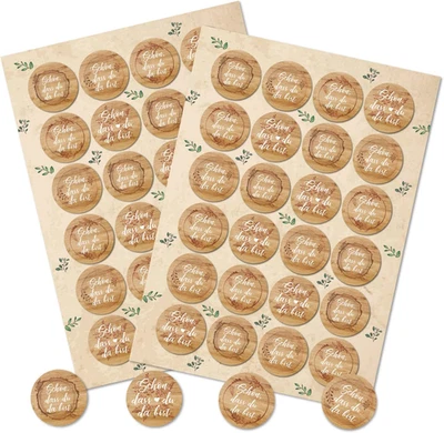 Schön dass Du da bist Aufkleber 48 Stück naturfarben rund 4 cm Geschenke Gäste - Bild 1 von 3