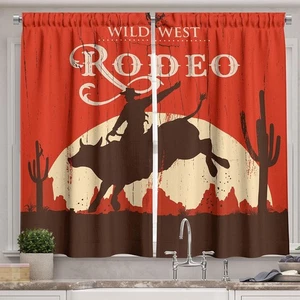 Rodeo 2 Panel Kitchen Curtain 55 W x 45 H - New In Package - Bild 1 von 2